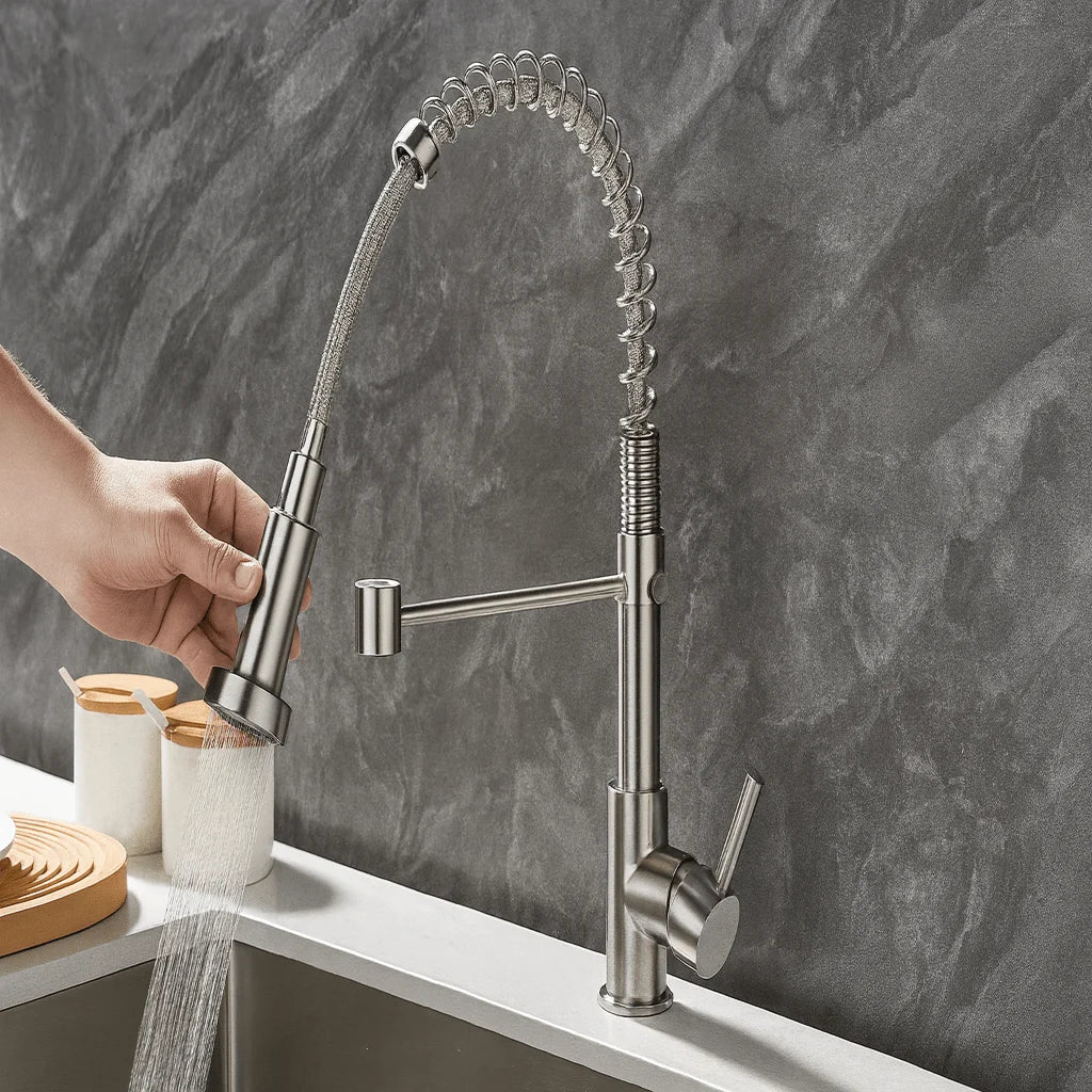 Kitchen Faucet Brass Dual Spout Corrosion-Resistant Finish