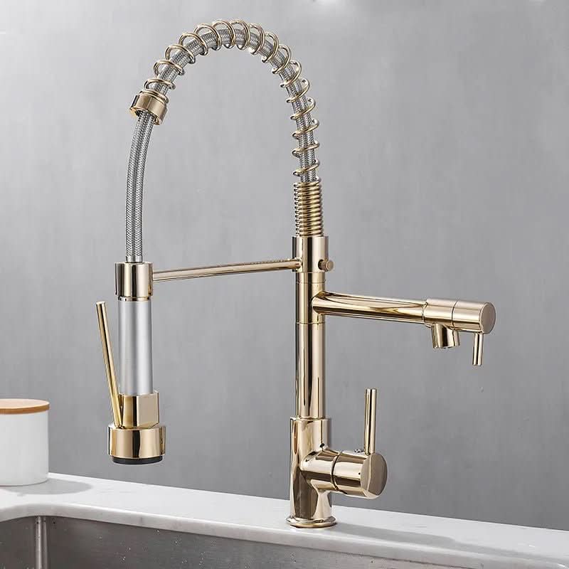 Kitchen Faucet Brass Dual Spout Corrosion-Resistant Finish