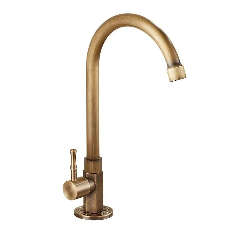 Kitchen Faucet Gooseneck Antique Brass Single Handle