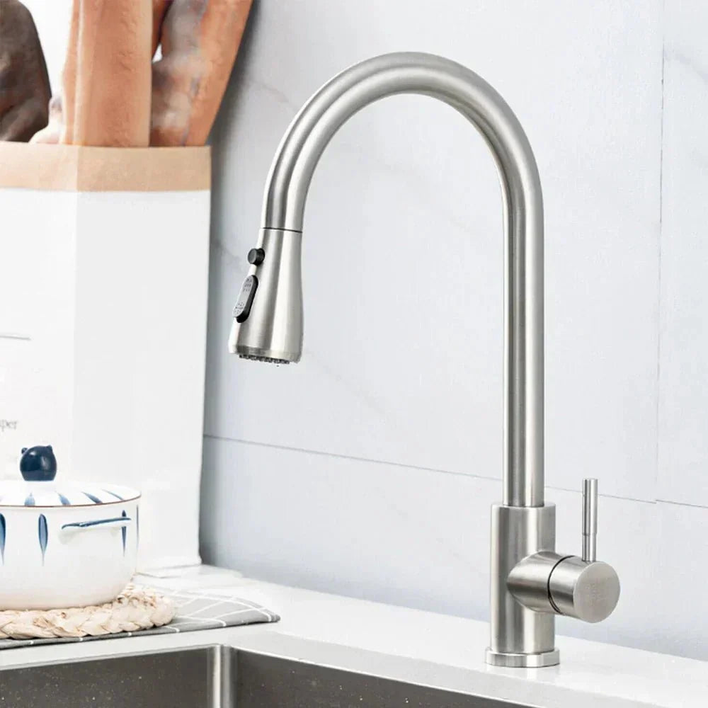 Kitchen Faucet High Arc Pull-Out Spout Drip-Proof Construction