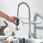 Kitchen Faucet Pull-Out Spray Head Dual-Swivel Spout Hot And Cold Mixer