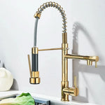 Kitchen Faucet Pull-Out Spray Head Dual-Swivel Spout Hot And Cold Mixer