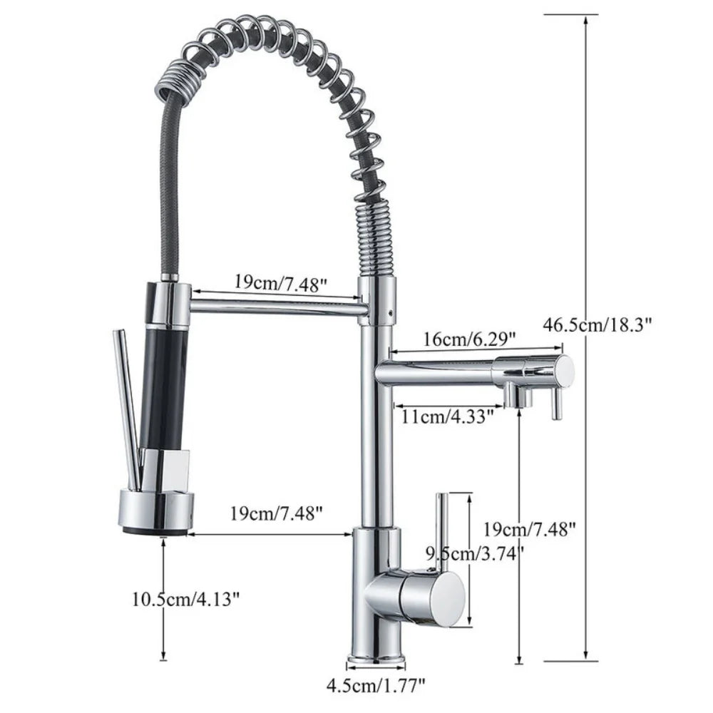 Kitchen Faucet Pull-Out Spray Head Dual-Swivel Spout Hot And Cold Mixer