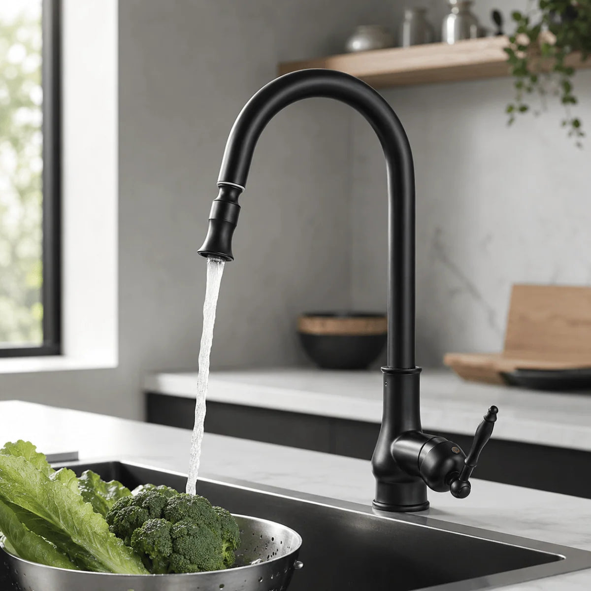Kitchen Faucet Pull-Out Spray Head Solid Brass