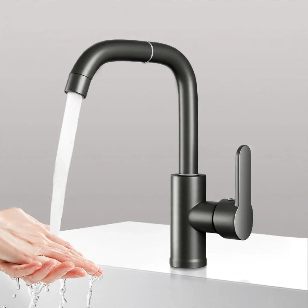 Kitchen Faucet Stainless Steel Ceramic Valve One-Handed Lever