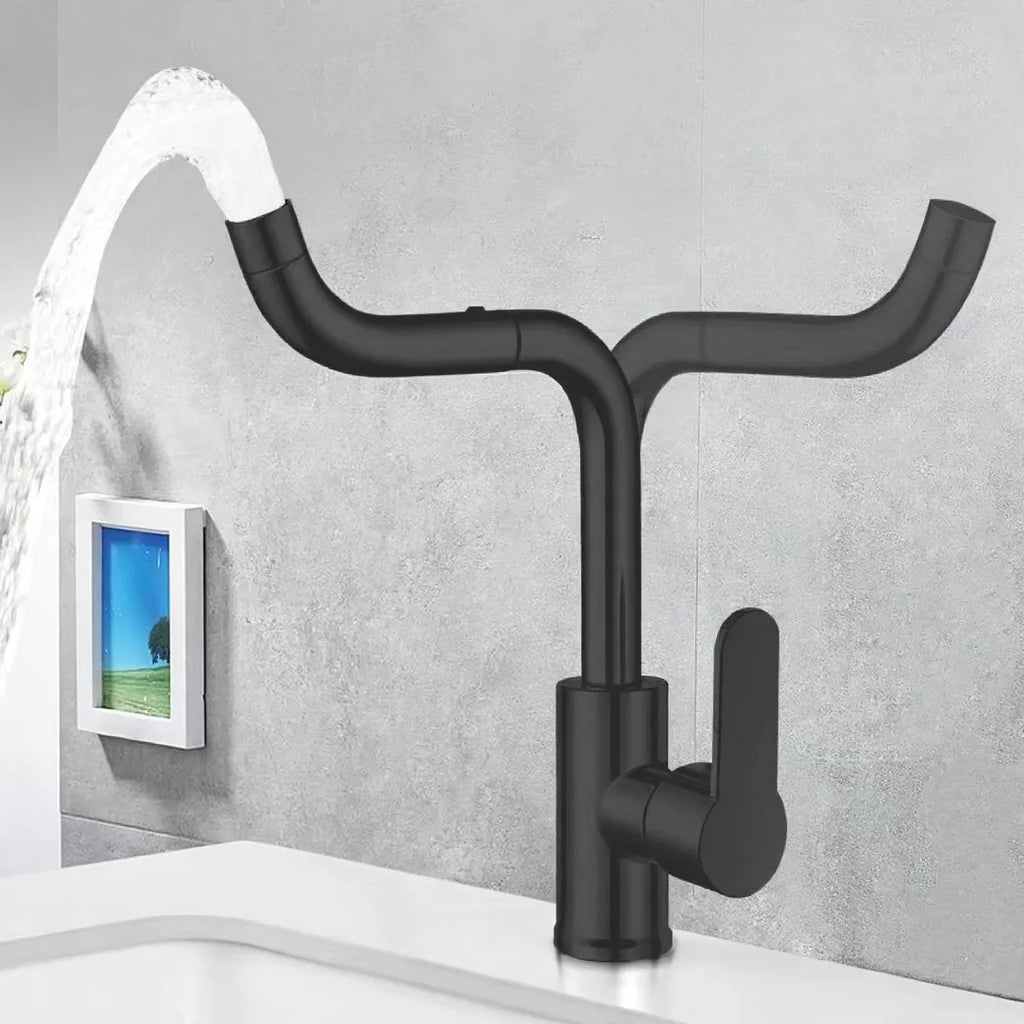 Kitchen Faucet Stainless Steel Ceramic Valve One-Handed Lever