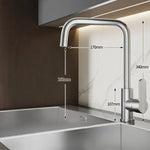 Kitchen Faucet Stainless Steel High-Arch Spout Ceramic Valve
