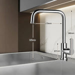 Kitchen Faucet Stainless Steel High-Arch Spout Ceramic Valve