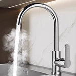 Kitchen Faucet Stainless Steel High-Arch Spout Ceramic Valve