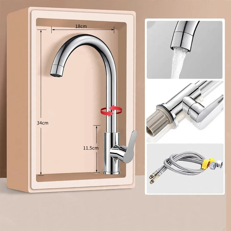Kitchen Faucet Stainless Steel Pull-Out Sprayer High-Arc Design