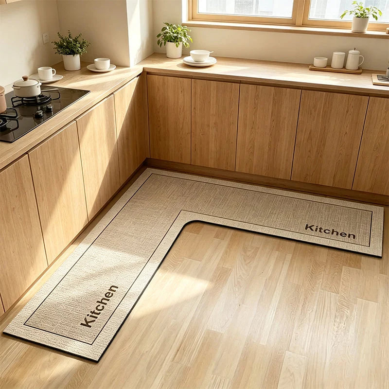 Kitchen Floor Mat Diatomite L-Shaped Quick-Absorbing Forfeit