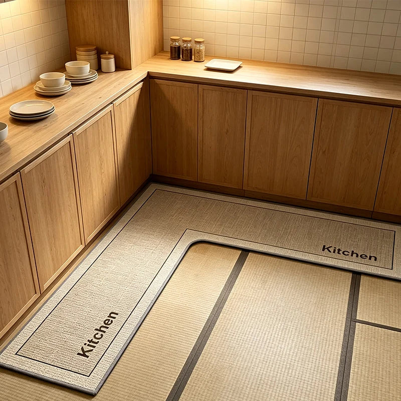 Kitchen Floor Mat Diatomite L-Shaped Quick-Absorbing Forfeit