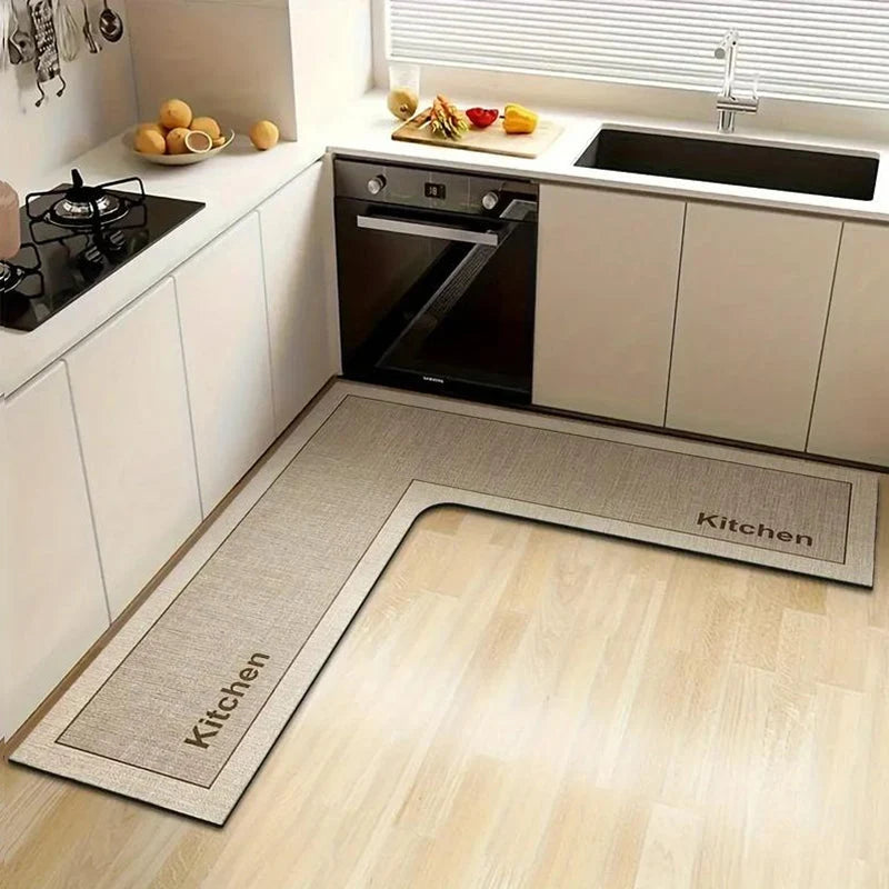 Kitchen Floor Mat Diatomite L-Shaped Quick-Absorbing Forfeit