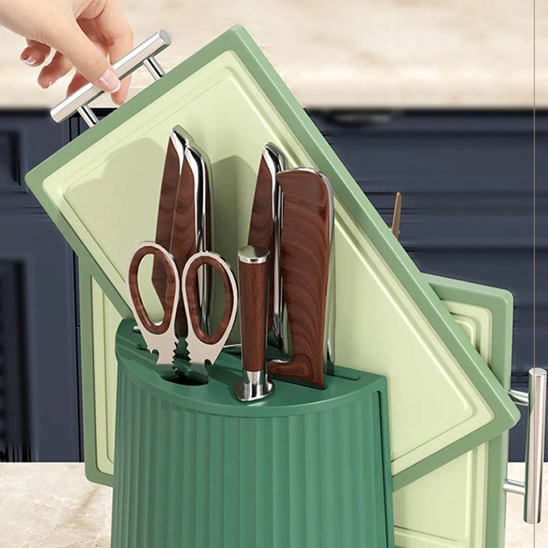 Kitchen Knife & Utensil Organizer 360° Rotating 8 Compartments