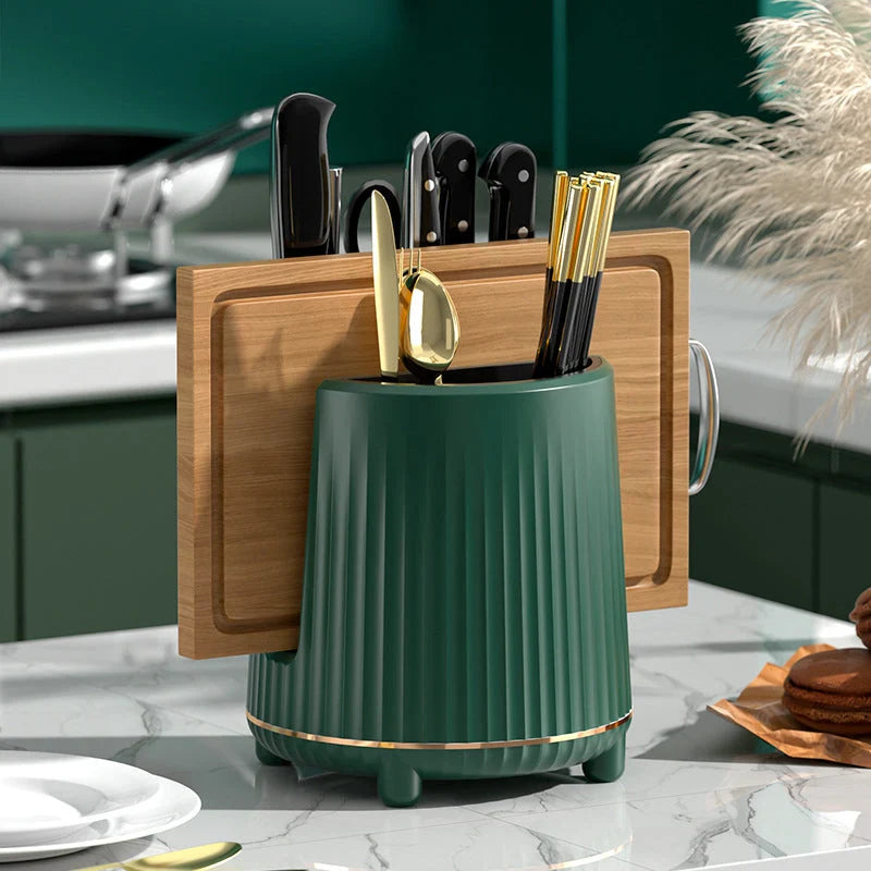 Kitchen Knife & Utensil Organizer 360° Rotating 8 Compartments