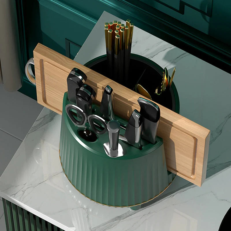 Kitchen Knife & Utensil Organizer 360° Rotating 8 Compartments