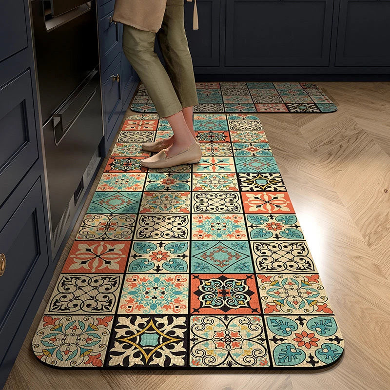 Kitchen Mat Cushioned Foam Non-Slip Backing Wipe-Clean Surface