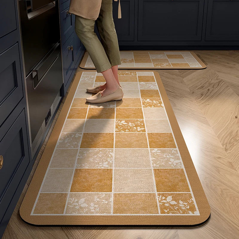 Kitchen Mat Cushioned Foam Non-Slip Backing Wipe-Clean Surface