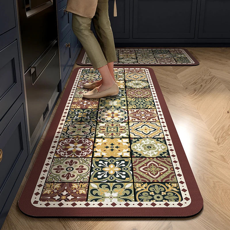 Kitchen Mat Cushioned Foam Non-Slip Backing Wipe-Clean Surface