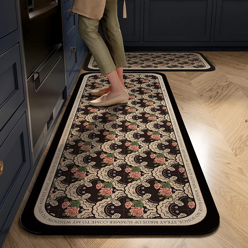 Kitchen Mat Cushioned Foam Non-Slip Backing Wipe-Clean Surface