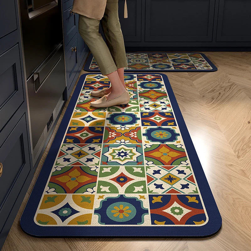Kitchen Mat Cushioned Foam Non-Slip Backing Wipe-Clean Surface