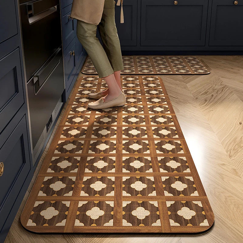 Kitchen Mat Cushioned Foam Non-Slip Backing Wipe-Clean Surface