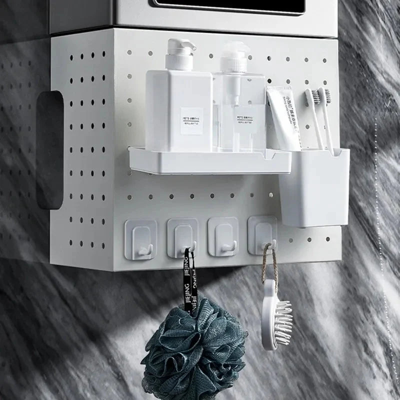 Kitchen Pegboard Storage Rack Wall-Mounted Customizable Space-Saving