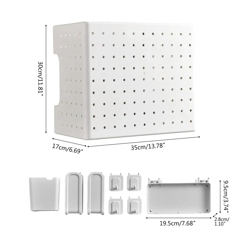 Kitchen Pegboard Storage Rack Wall-Mounted Customizable Space-Saving