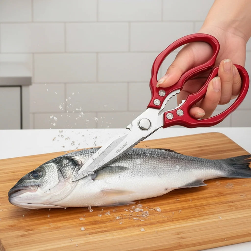 Kitchen Scissors Sharp Stainless Steel Ergonomic Aluminum Grip