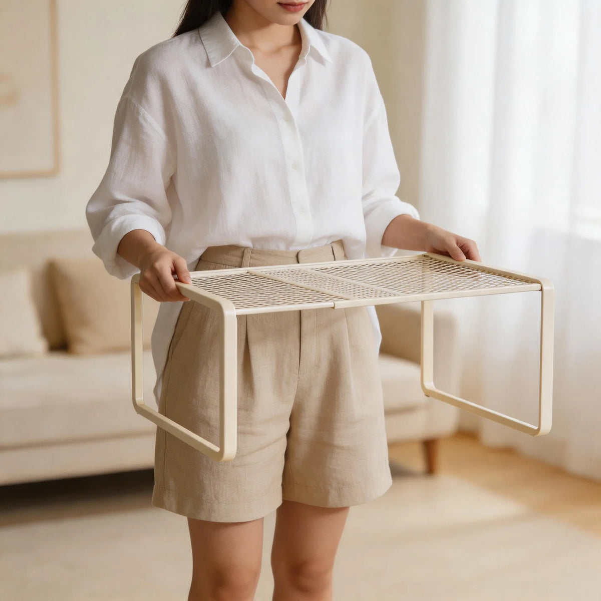 Kitchen Shelf Riser Expandable Ventilated Metal Mesh