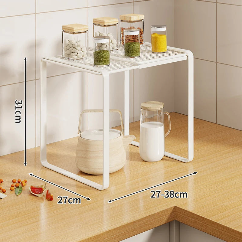 Kitchen Shelf Riser Expandable Ventilated Metal Mesh