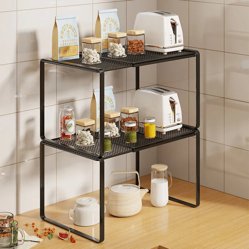 Kitchen Shelf Riser Expandable Ventilated Metal Mesh