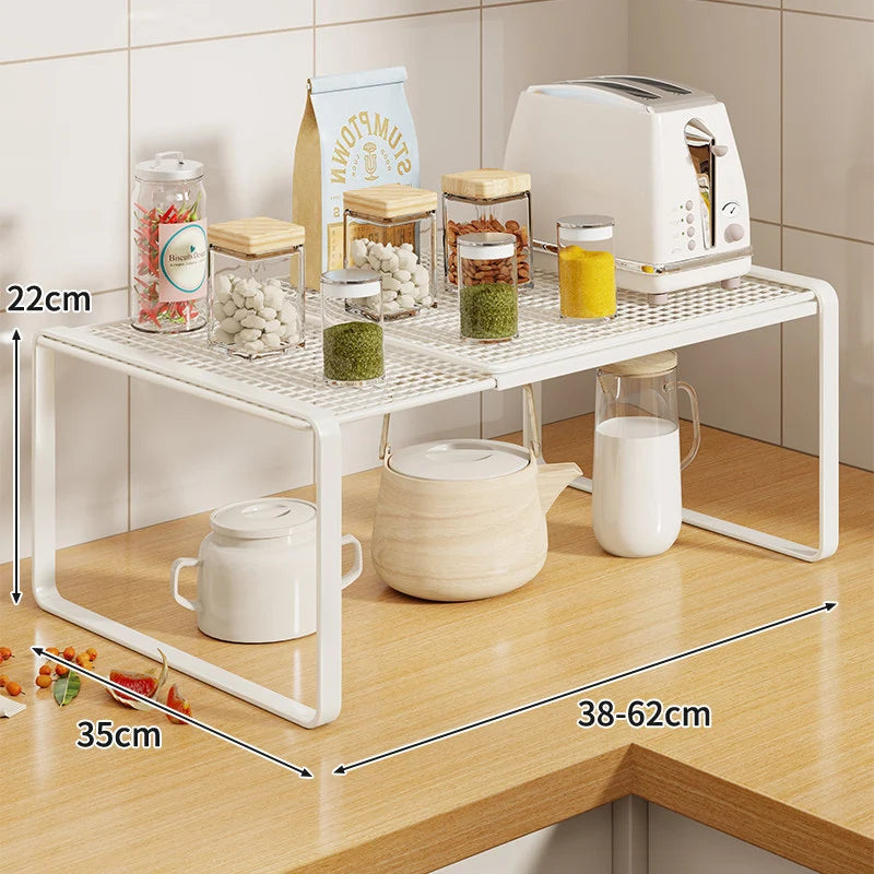 Kitchen Shelf Riser Expandable Ventilated Metal Mesh