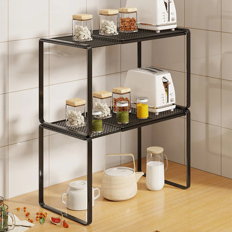 Kitchen Shelf Riser Expandable Ventilated Metal Mesh