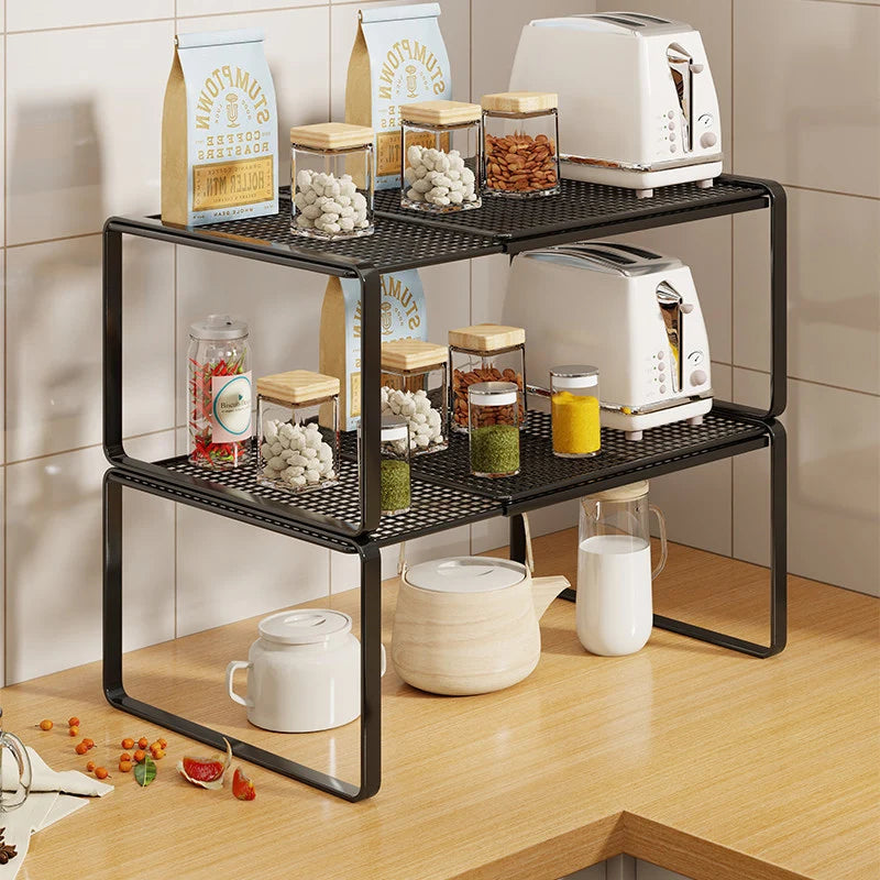 Kitchen Shelf Riser Expandable Ventilated Metal Mesh