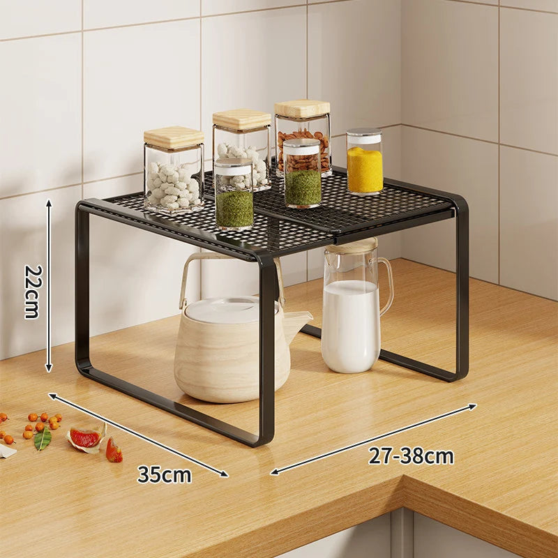 Kitchen Shelf Riser Expandable Ventilated Metal Mesh