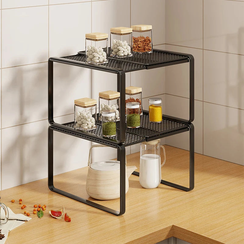 Kitchen Shelf Riser Expandable Ventilated Metal Mesh