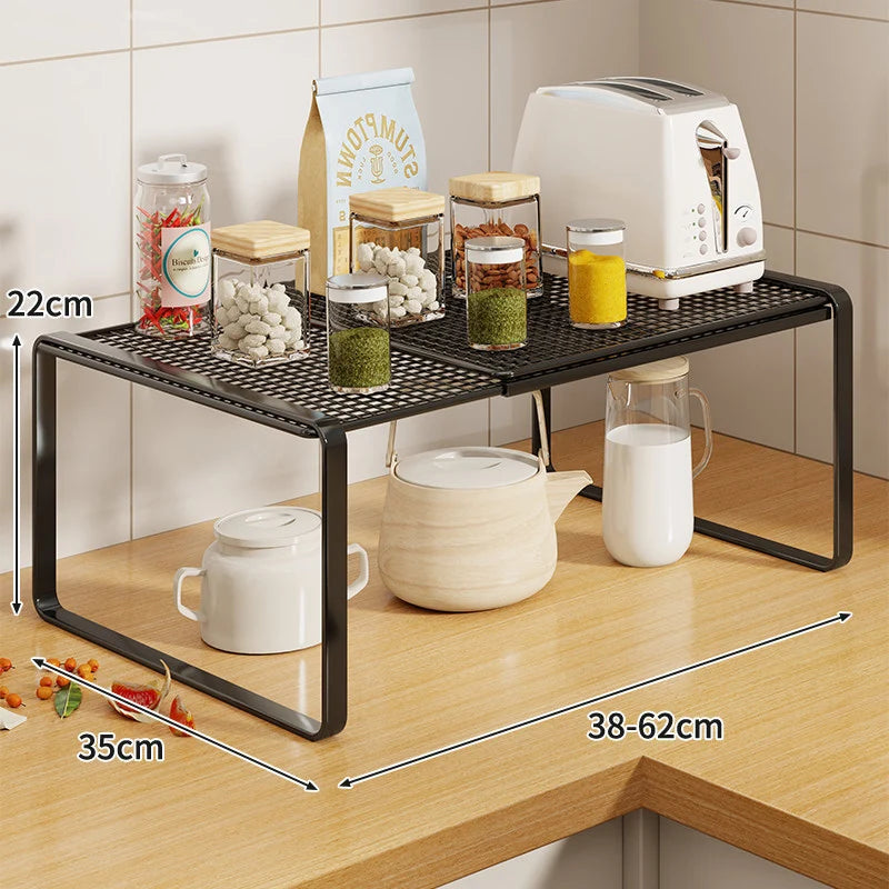 Kitchen Shelf Riser Expandable Ventilated Metal Mesh