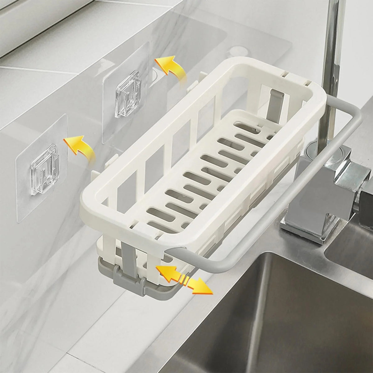 Kitchen Sink Organizer Wall-Mountable 3 Compartments ABS Construction