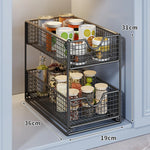 Kitchen Storage Organizer Two-Tier Pull-Out Wire Baskets