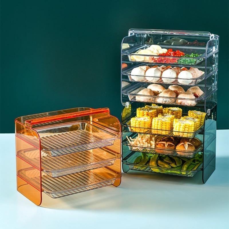 Kitchen Storage Rack 3-Tier Stackable Slide-Out