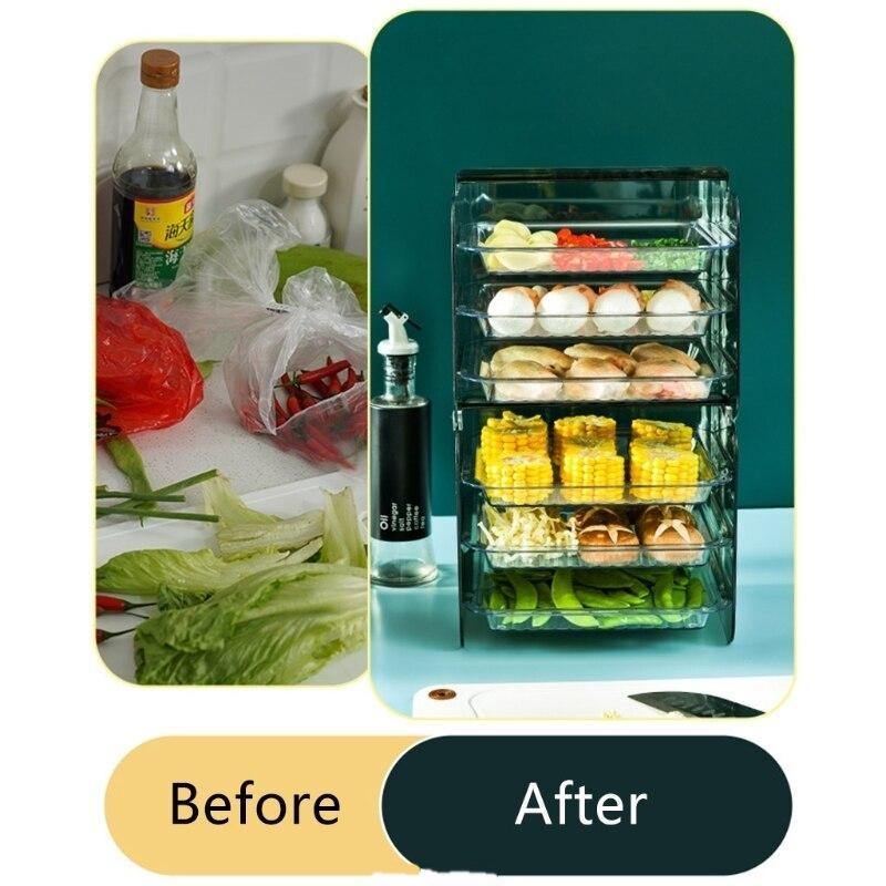 Kitchen Storage Rack 3-Tier Stackable Slide-Out