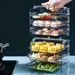 Kitchen Storage Rack 3-Tier Stackable Slide-Out