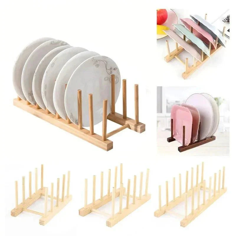 Kitchen Storage Rack Natural Wood Space-Saving