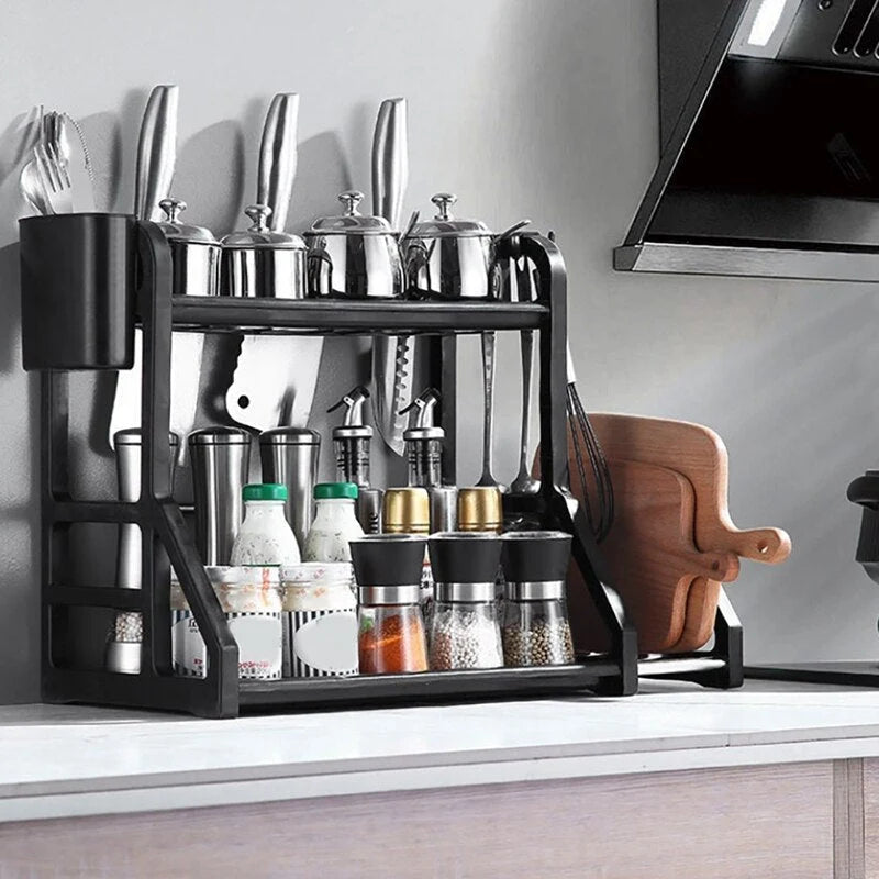 Kitchen Storage Rack Stainless Steel Two-Tier Drainage Basket