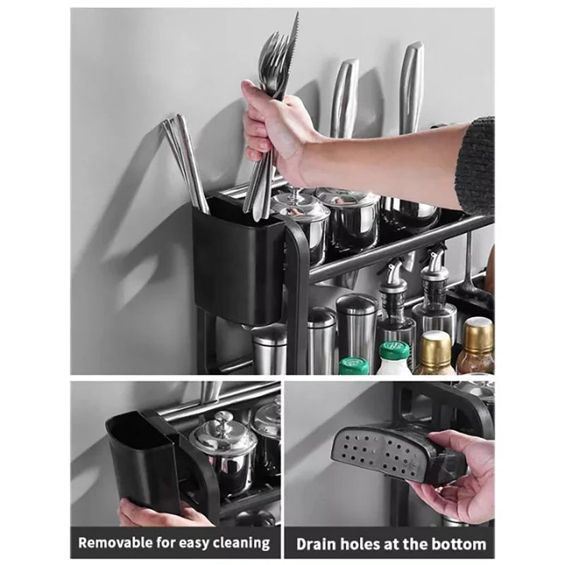 Kitchen Storage Rack Stainless Steel Two-Tier Drainage Basket
