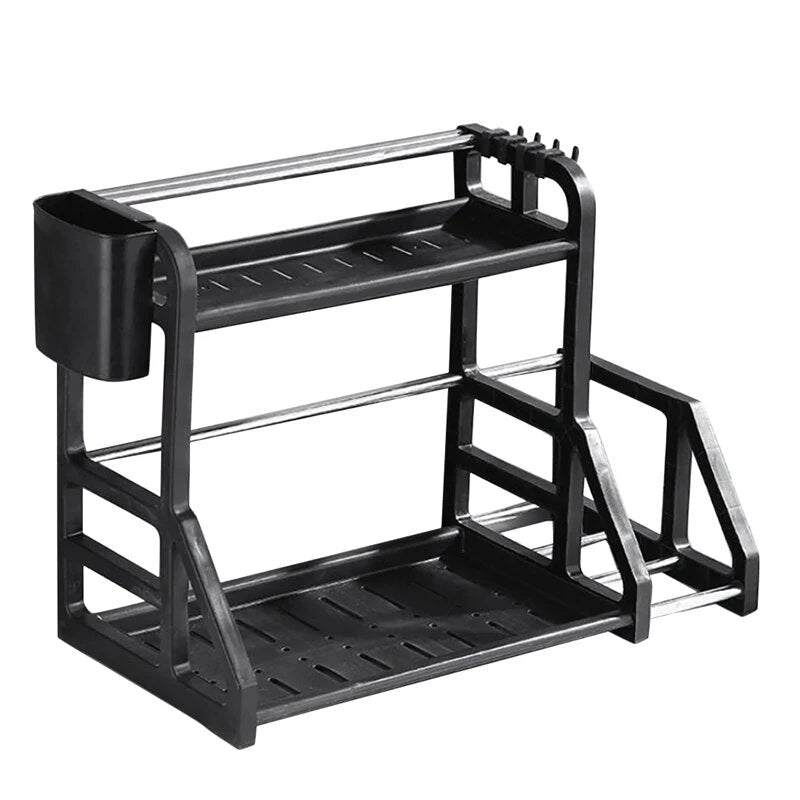Kitchen Storage Rack Stainless Steel Two-Tier with Drainage Design