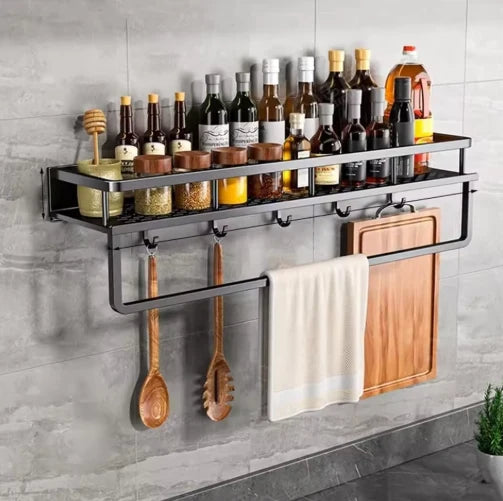 Kitchen Storage Shelf Wall-Mounted Metal Space-Saving Organizer