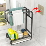 Kitchen Towel Drying Rack 3-Section Built-In Drip Tray