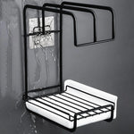 Kitchen Towel Drying Rack 3-Section Built-In Drip Tray